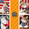 Cat Collar + Flower Set - "Freedom Stars" - Patriotic Cat Collar w /  Scarlet Red Felt Flower (Detachable) / Independence Day