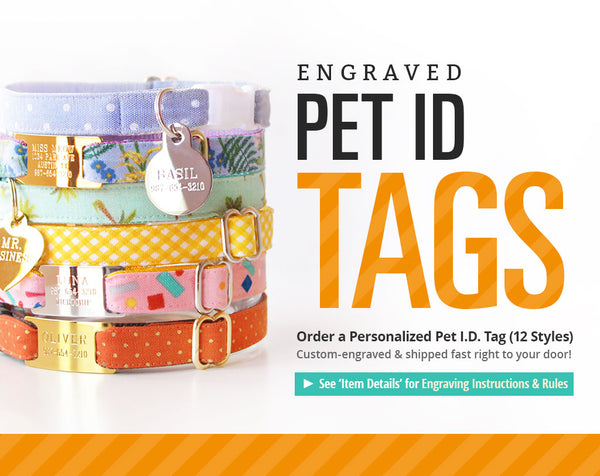 Engraved Pet ID Tags - 12 Styles (Slide Tag + Heart & Circle Tags) - Made  By Cleo