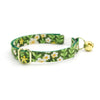 Bow Tie Cat Collar Set - "Hazel" - Green Floral Cat Collar w/ Matching Bowtie / Cat, Kitten, Small Dog Sizes