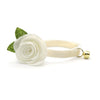 Cat Collar + Flower Set - "Velvet - Chantilly Cream" - Light Beige Ivory Velvet Cat Collar w/ Ivory Felt Flower (Detachable)