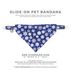 Pet Bandana - "Shimmering Snowflakes - Blue" - Silver & Blue Holiday Bandana for Cat + Small Dog / Winter Solstice / Slide-on Bandana / Over-the-Collar (One Size)