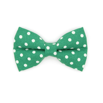 Bow Tie Cat Collar Set - "Polka Dot - Green" - Glow In The Dark Green Cat Collar w/ Matching Bowtie / Wedding, St. Patrick's Day / Cat, Kitten, Small Dog Sizes