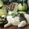 Pet Bow Tie - "Ghostly Gathering" - Halloween Green Ghost Cat Bow Tie / Haunted Graveyard / For Cats + Small Dogs (One Size)