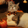 Pet Bow Tie - "Cabin Fever" - Halloween Plaid Cat Bow Tie / Orange Black Buffalo Check / For Cats + Small Dogs (One Size)
