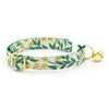 Cat Collar + Flower Set - "Golden Vine" - Rifle Paper Co® Green Leaf Cat Collar w/ Ivory Felt Flower (Detachable)