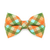 Pet Bow Tie - "Scenic Route" - Aqua, Green & Orange Plaid Cat Bow / Fall, Summer, Spring / For Cats + Small Dogs (One Size)