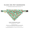Pet Bandana - "Woodland - Sky" - Pine Cones, Leaves & Acorns Turquoise Blue Bandana for Cat + Small Dog / Slide-on Bandana / Over-the-Collar (One Size)
