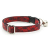 Cat Collar + Flower Set - "Immortal" - Gothic Black & Red Cat Collar w/ Scarlet Red Felt Flower (Detachable)