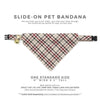 Pet Bandana - "Newberry" - Beige Tan Plaid Bandana for Cat + Small Dog / Slide-on Bandana / Over-the-Collar (One Size)