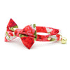 Cat Collar - "Roses" - Red Rose Cat Collar / Valentine's Day, Wedding, Floral / Breakaway Buckle or Non-Breakaway / Cat, Kitten + Small Dog Sizes