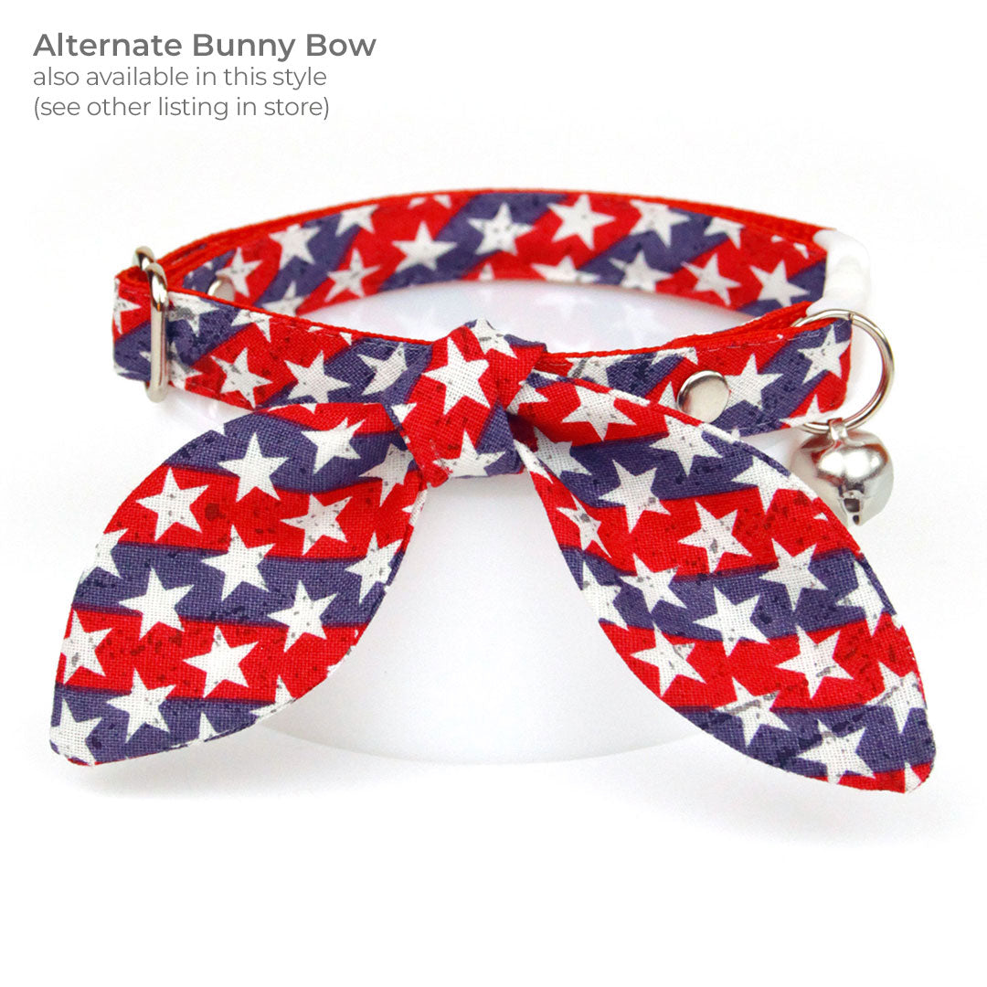 Cat Bow Tie - "Americana" - Stars & Stripes Bowtie for Cat / Independence Day, 4th of July, Patriotic / Fits Cats + Small Dogs (One Size)