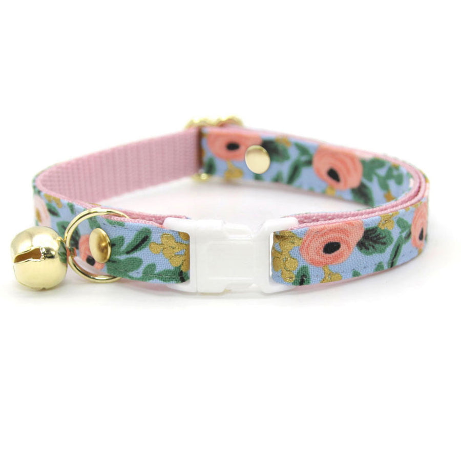 MBC Rack - (8-13 Inch) Pet Collar - "Ambrose" - (WHITE BREAKAWAY Clasp / GOLD Hardware Accents / Round Metal Split Ring) - Sold As Configured - Final SALE