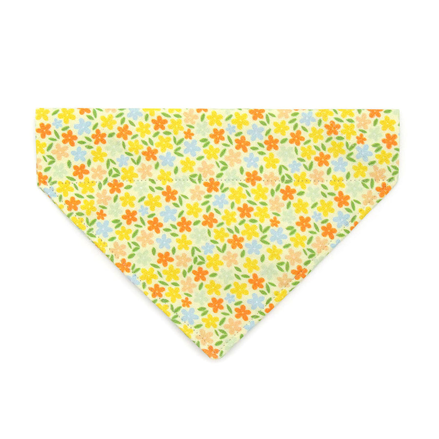Pet Bandana - "Aurora" - Yellow Floral Bandana for Cat + Small Dog / Wedding, Spring, Fall / Slide-on Bandana / Over-the-Collar (One Size)