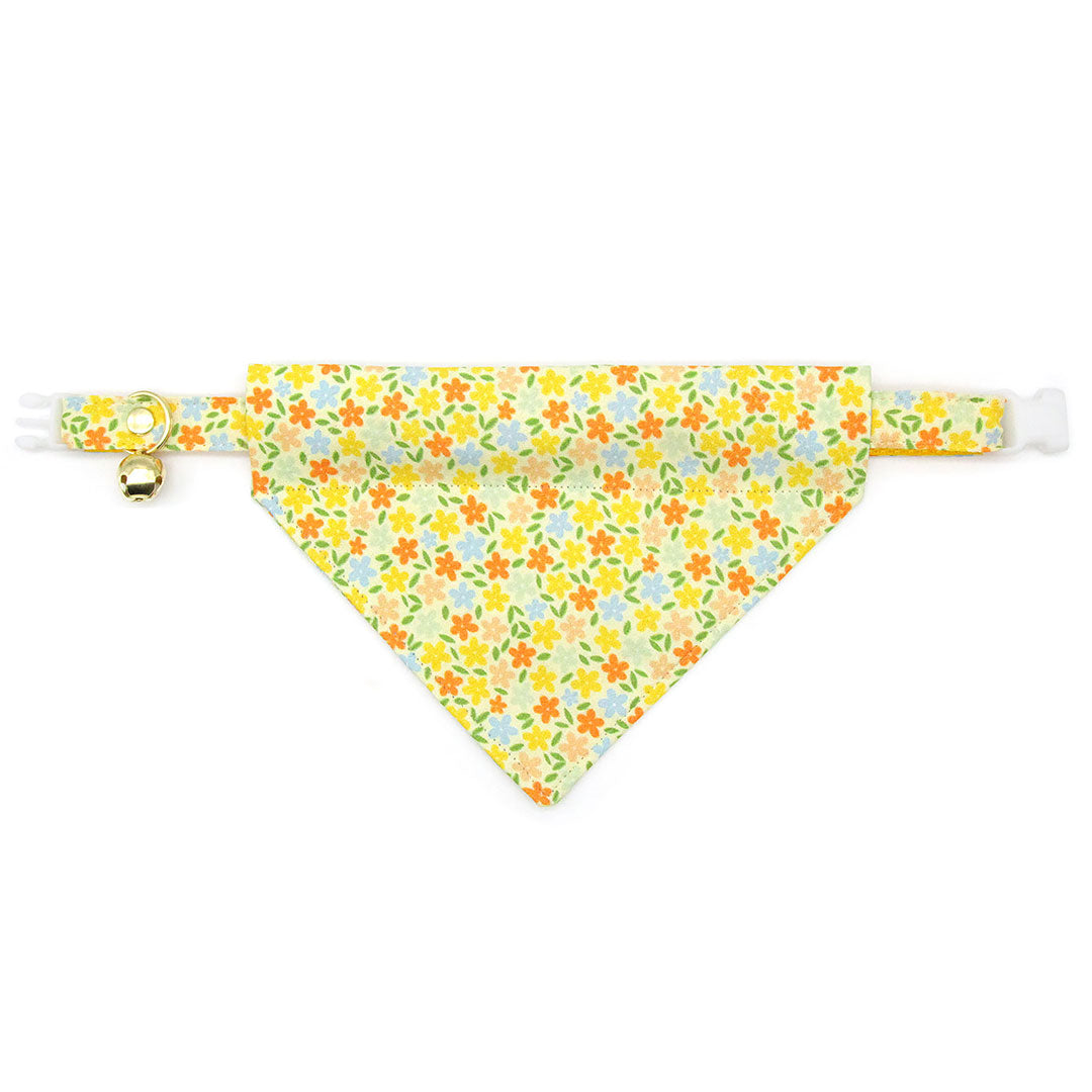 Cat Collar - "Aurora" - Orange & Yellow Floral Cat Collar / Fall, Spring, Marigolds, Buttercups, Wedding / Breakaway Buckle or Non-Breakaway / Cat, Kitten + Small Dog Sizes