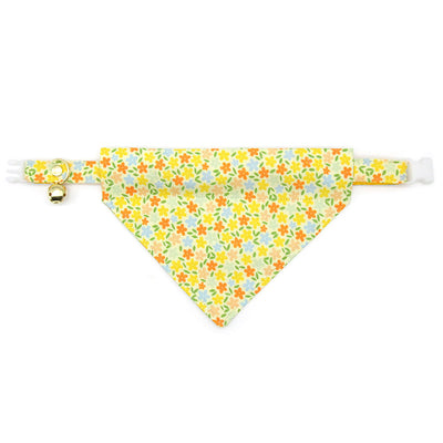 Cat Collar - "Aurora" - Orange & Yellow Floral Cat Collar / Fall, Spring, Marigolds, Buttercups, Wedding / Breakaway Buckle or Non-Breakaway / Cat, Kitten + Small Dog Sizes