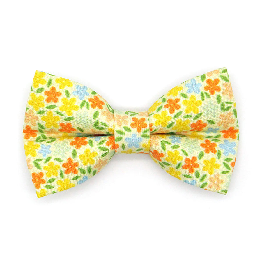 Pet Bow Tie - "Aurora" - Orange & Yellow Floral Cat Bow Tie / Wedding, Fall, Autumn, Spring, Easter / For Cats + Small Dogs (One Size)
