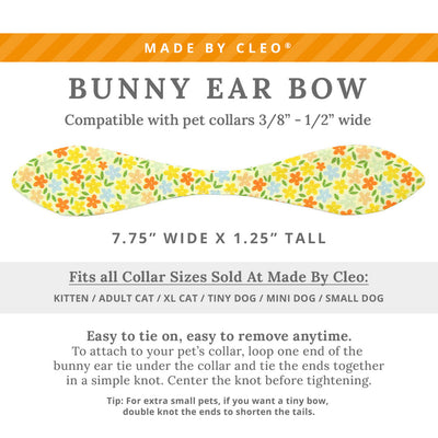 Cat Collar & Bunny Ear Bow Set - "Aurora" - Yellow Floral Cat Collar with Matching Bunny Bow Tie / Spring, Summer, Fall / Cat, Kitten + Small Dog Sizes
