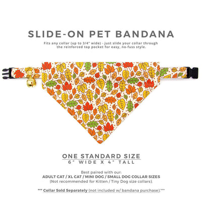 Fall Cat Bandana - "Autumn Aura" - Oak & Maple Leaf Bandana for Cat + Small Dog / Thanksgiving, Rustic / Slide-on Bandana / Over-the-Collar