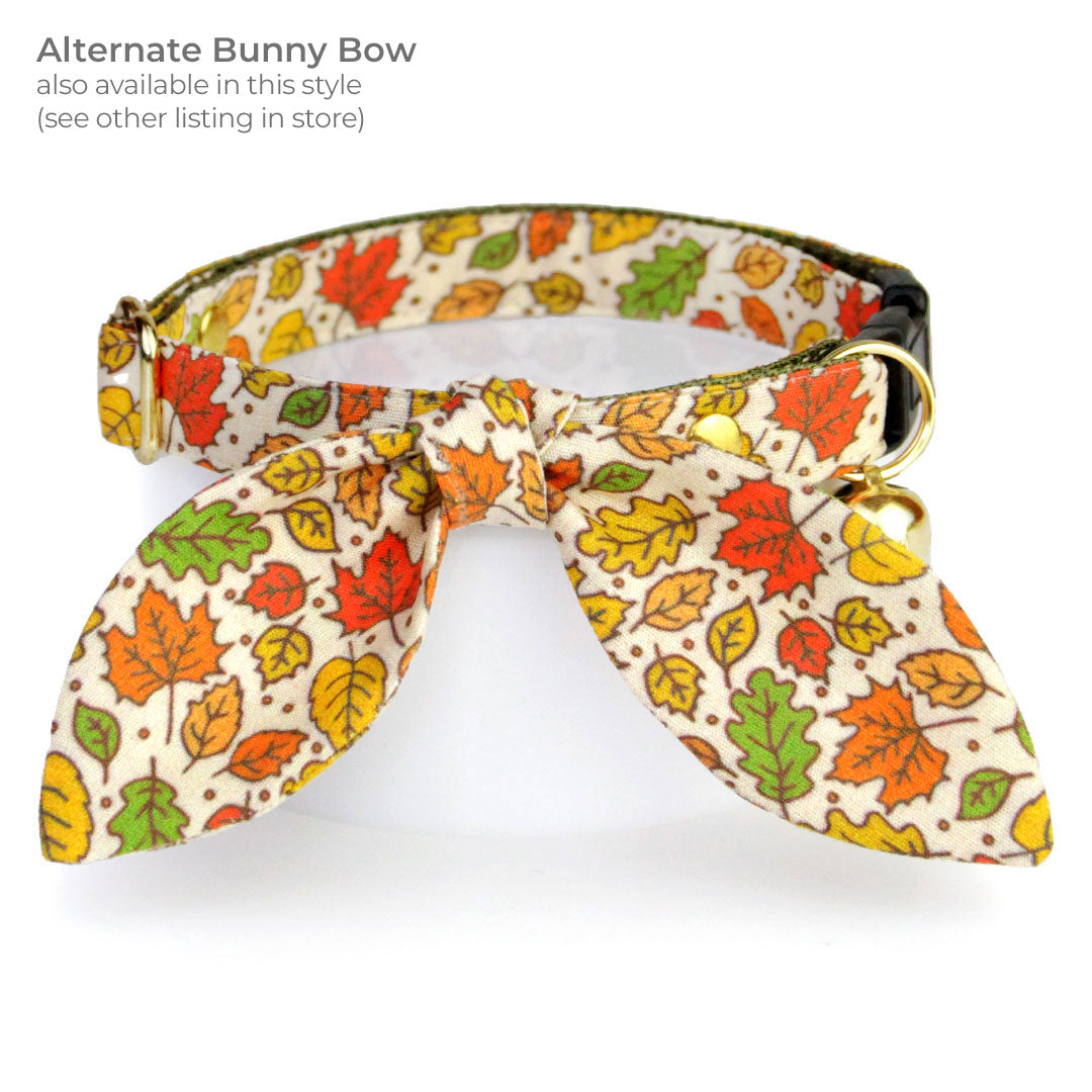 Fall Cat Bandana - "Autumn Aura" - Oak & Maple Leaf Bandana for Cat + Small Dog / Thanksgiving, Rustic / Slide-on Bandana / Over-the-Collar