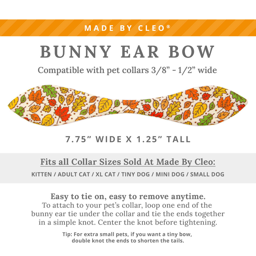 Cat Collar & Bunny Ear Bow Set - "Autumn Aura" - Rustic Maple Leaf Fall Cat Collar w/ Matching Bunny Bow Tie / Thanksgiving / Tie-On Scarf / Cat, Kitten + Small Dog Sizes