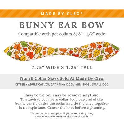 Cat Collar & Bunny Ear Bow Set - "Autumn Aura" - Rustic Maple Leaf Fall Cat Collar w/ Matching Bunny Bow Tie / Thanksgiving / Tie-On Scarf / Cat, Kitten + Small Dog Sizes