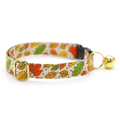 Cat Collar & Bunny Ear Bow Set - "Autumn Aura" - Rustic Maple Leaf Fall Cat Collar w/ Matching Bunny Bow Tie / Thanksgiving / Tie-On Scarf / Cat, Kitten + Small Dog Sizes