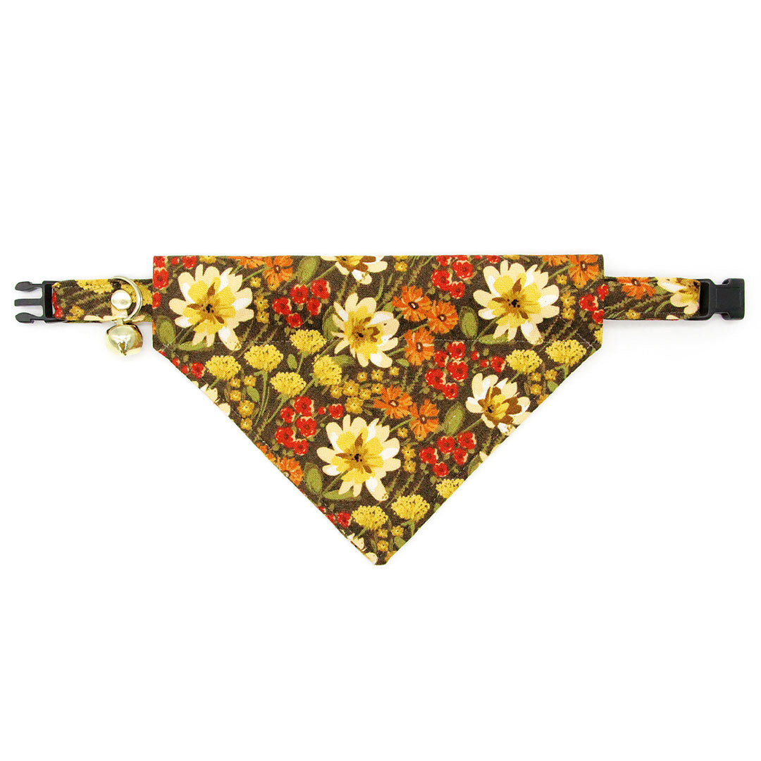 Wildflower Cat Collar - "Autumn Fields" - Olive Green Rustic Floral Cat Collar / Fall + Thanksgiving / Breakaway Buckle or Non-Breakaway / Cat, Kitten + Small Dog Sizes