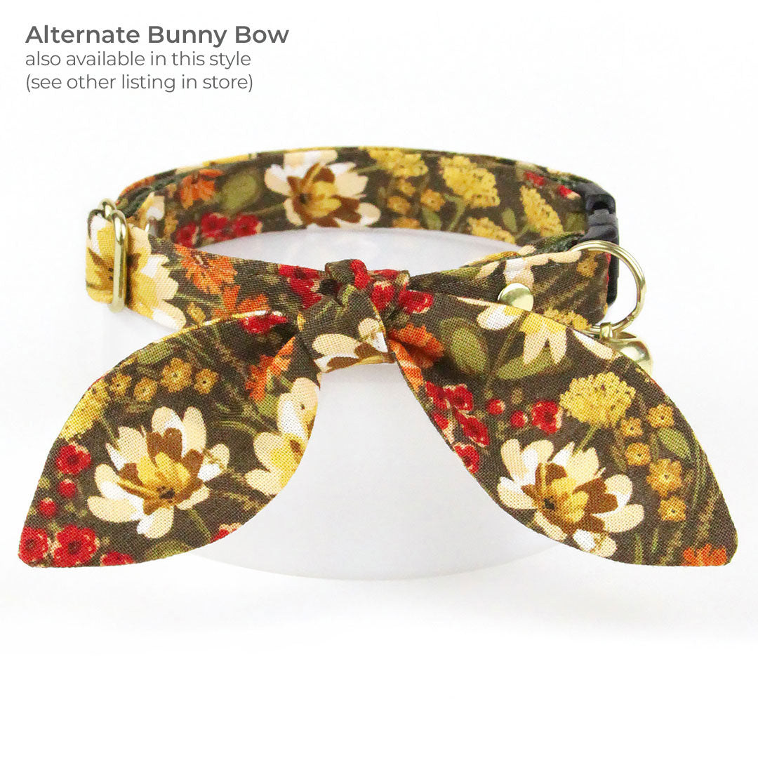 Bow Tie Cat Collar Set - "Autumn Fields" - Country Floral Cat Collar with Bow Tie / Fall, Wildflower, Farmhouse / Cat, Kitten, Small Dog Sizes
