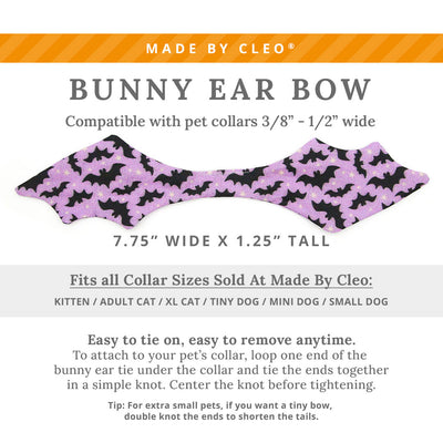 Cat Collar & Bunny Ear Bow Set - "Batty Babe - Purple" - Bat Wing Lilac Purple Halloween Bat Cat Collar w/ Matching Bunny Bow Tie / Tie-On Scarf / Cat, Kitten + Small Dog Sizes