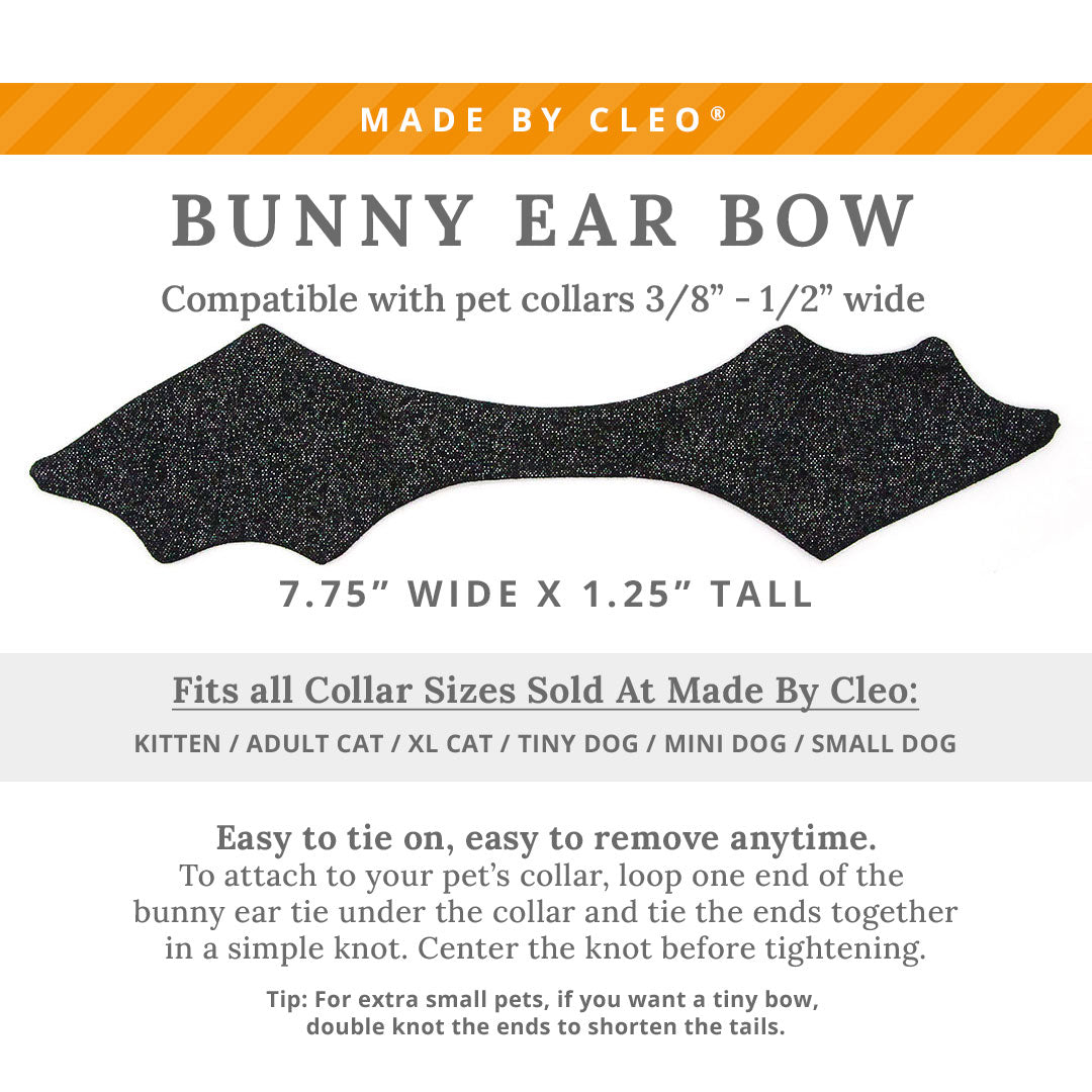 Cat Collar & Bunny Ear Bow Set - "Onyx Black Shimmer" - Black Velvet Cat Collar + Shimmery Black Bat Wing Bunny Bow Tie / Halloween / Tie-On Scarf / Cat, Kitten + Small Dog Sizes