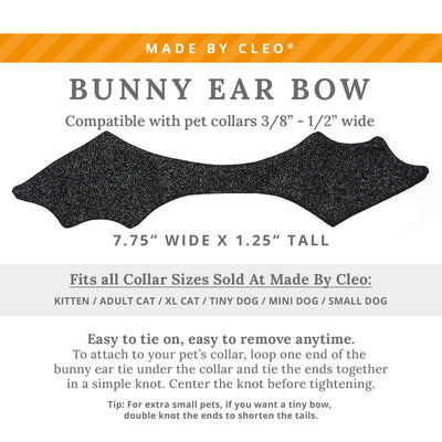 Cat Collar & Bunny Ear Bow Set - "Onyx Black Shimmer" - Black Velvet Cat Collar + Shimmery Black Bat Wing Bunny Bow Tie / Halloween / Tie-On Scarf / Cat, Kitten + Small Dog Sizes
