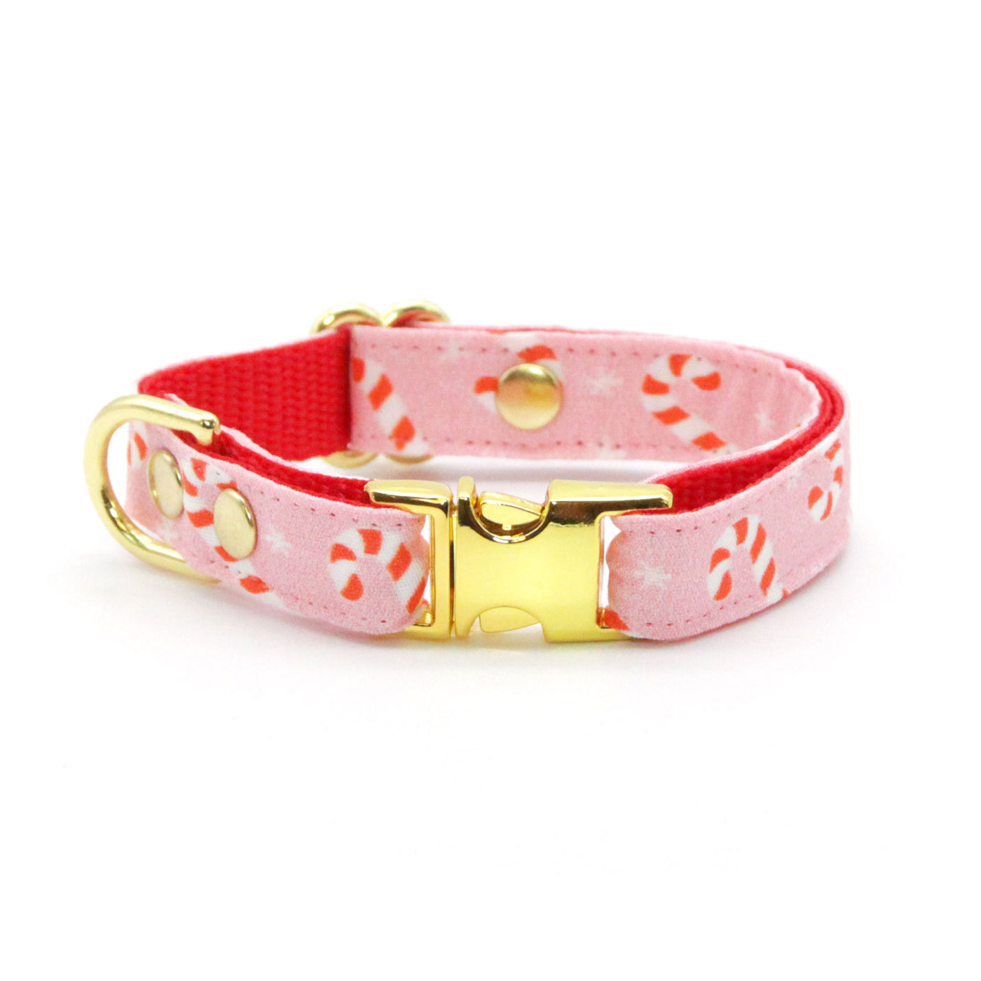 MBC Rack - (6-10 Inch) Pet Collar - "Candy Christmas" - (GOLD NON-BREAKAWAY Metal Clasp / GOLD Hardware Accents / Metal D-Ring) - Sold As Configured - Final SALE