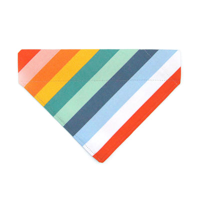 Pet Bandana - "Carousel" - Striped Rainbow Bandana for Cat + Small Dog / Summer, Birthday, LGBTQ / Slide-on Bandana / Over-the-Collar (One Size)