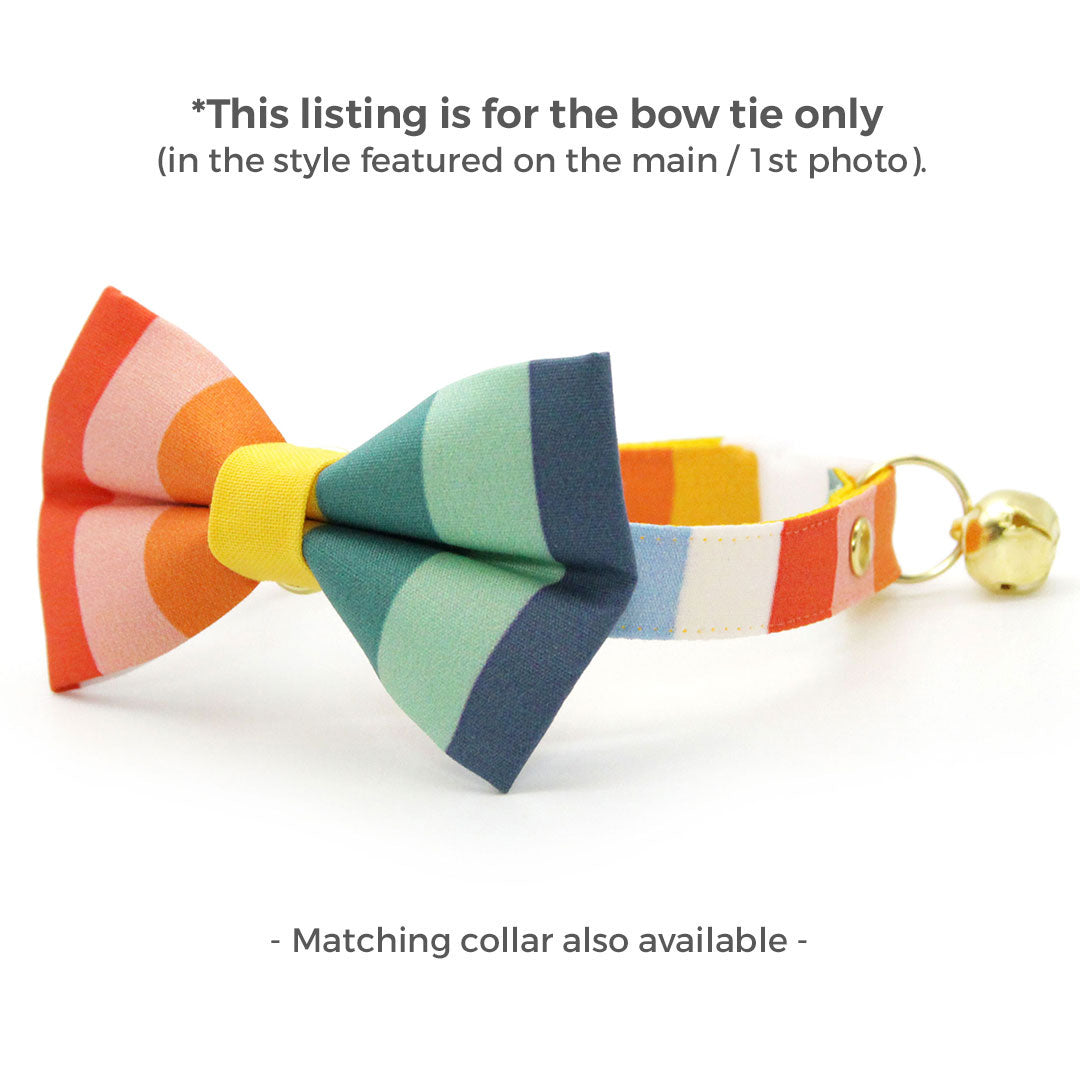Pet Bow Tie - "Carousel" - Rainbow Striped Cat Bow Tie / Summer, LGBTQ+ Pride, Birthday / For Cats + Small Dogs (One Size)