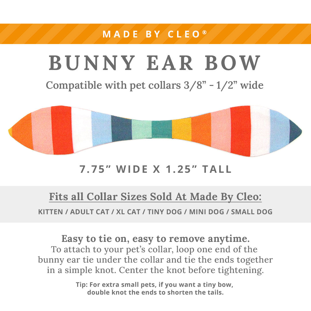 Cat Collar & Bunny Ear Bow Set - "Carousel" - Preppy Rainbow Striped Cat Collar with Matching Bunny Bow Tie / Summer, Sailing / Cat, Kitten + Small Dog Sizes