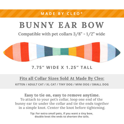 Cat Collar & Bunny Ear Bow Set - "Carousel" - Preppy Rainbow Striped Cat Collar with Matching Bunny Bow Tie / Summer, Sailing / Cat, Kitten + Small Dog Sizes