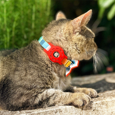 Cat Collar - "Carousel" - Striped Rainbow Cat Collar / Birthday, LGBTQ, Summer / Breakaway Buckle or Non-Breakaway / Cat, Kitten + Small Dog Sizes