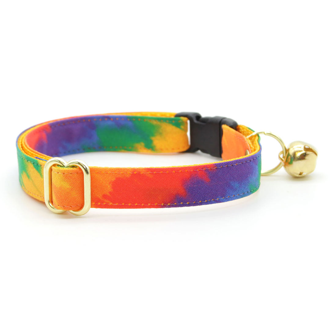 Cat Collar & Bunny Ear Bow Set - "Celebration" - Ombre Rainbow Cat Collar with Matching Bunny Bow Tie / LGBTQ Pride, Birthday / Cat, Kitten + Small Dog Sizes