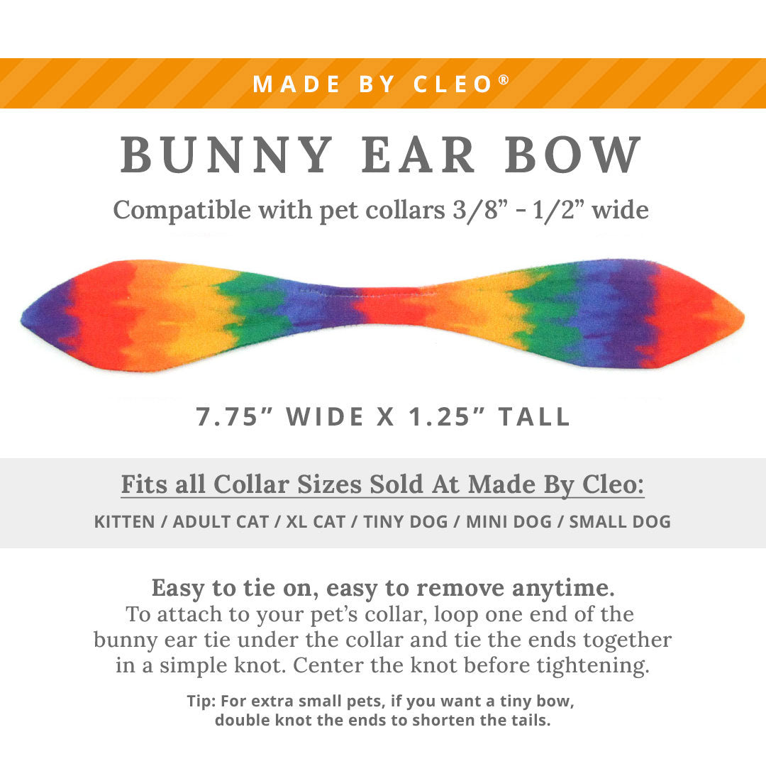 Cat Collar & Bunny Ear Bow Set - "Celebration" - Ombre Rainbow Cat Collar with Matching Bunny Bow Tie / LGBTQ Pride, Birthday / Cat, Kitten + Small Dog Sizes