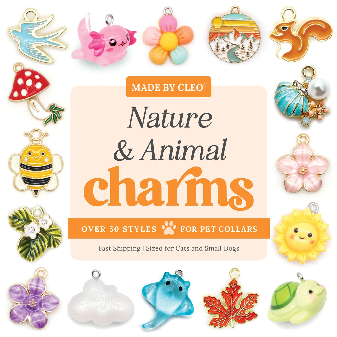 Pet Collar Charms - "Nature & Animals" - For Cat Collars & Small Dog Collars