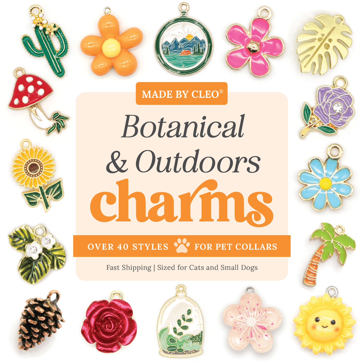 Pet Collar Charms - "Botanical & Outdoors" - For Cat Collars & Small Dog Collars