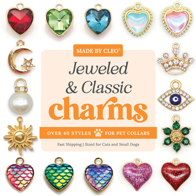 Pet Collar Charms - "Jeweled & Classic" - For Cat Collars & Small Dog Collars