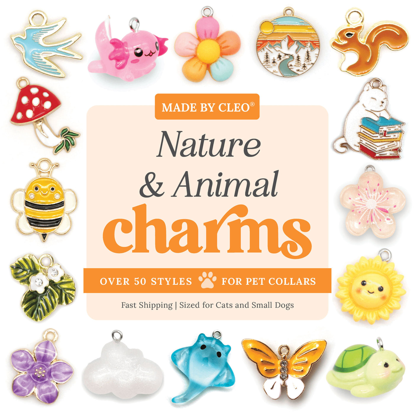Pet Collar Charms - "Nature & Animals" - For Cat Collars & Small Dog Collars