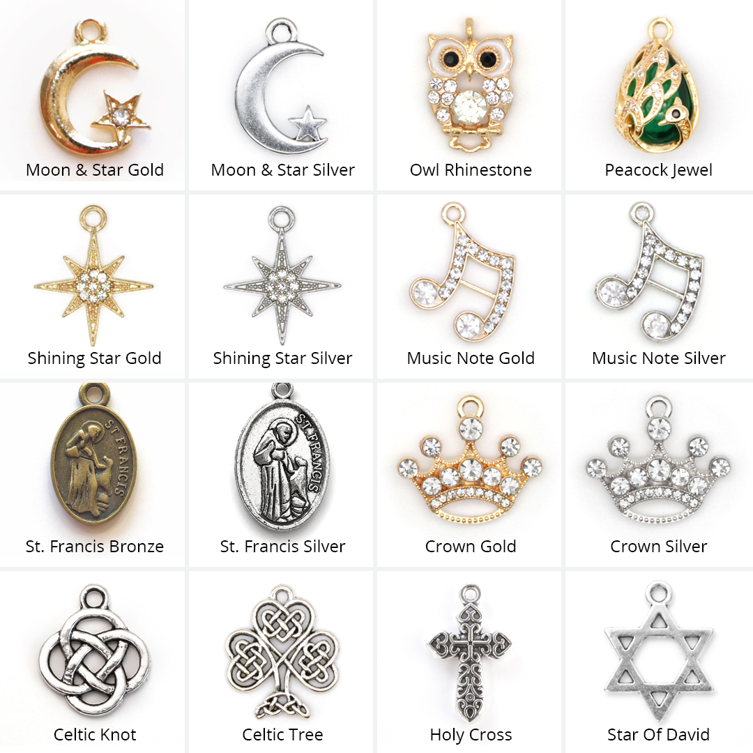 Pet Collar Charms - "Jeweled & Classic" - For Cat Collars & Small Dog Collars