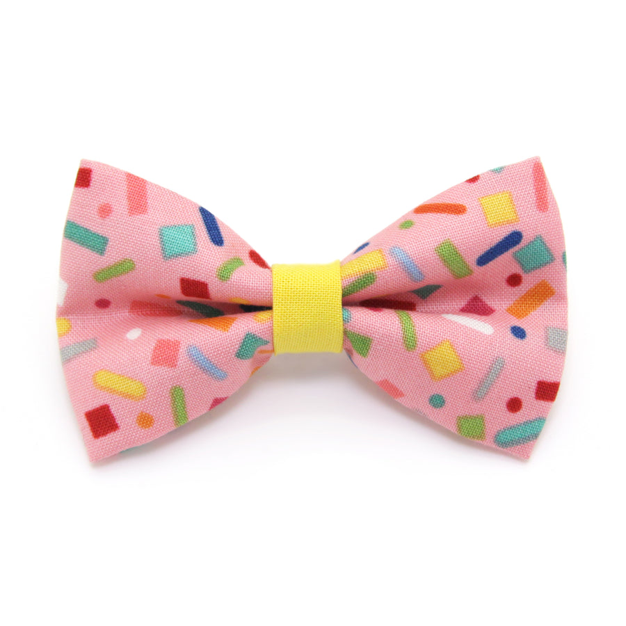 Cat Bow Tie - "Confetti Sprinkles" - Pink Bowtie / For Cats + Small Dogs / Removable (One Size)