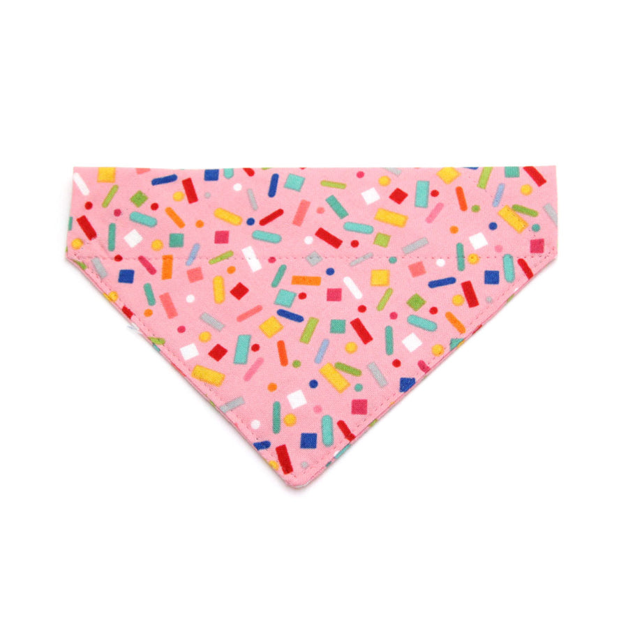 Confetti Cat Bandana - "Confetti Sprinkles" - Pink Bandana for Cat + Small Dog / Birthday / Girl Cat / Slide-on Bandana / Over-the-Collar (One Size)