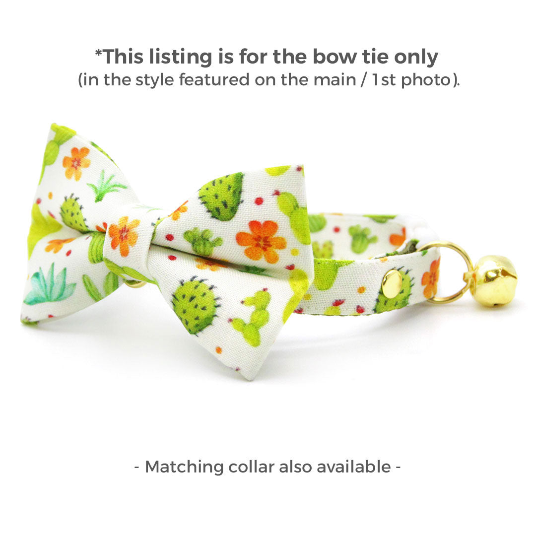 Cactus Cat Bow Tie - "Desert Dreams" - Boho Desert Bow Tie for Cat Collar / Saguaro, Prickly Pear, Succulent, Southwestern / Cat, Kitten + Small Dog Bowtie