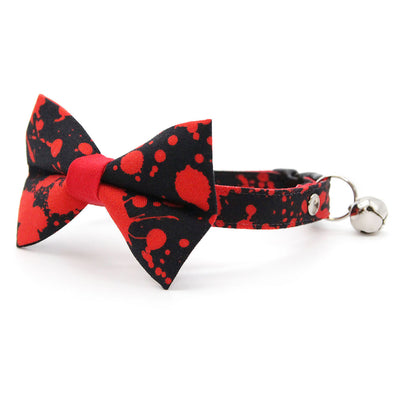 Halloween Cat Collar - "Dracula" - Vampire, American Psycho, Horror Fans - Red Blood Spatters on Black - Breakaway Buckle or Non-Breakaway