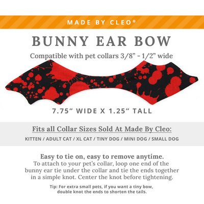 Cat Collar & Bunny Ear Bow Set - "Dracula" - Bat Wing Red & Black Blood Spatter Cat Collar w/ Matching Bunny Bow Tie / Halloween / Tie-On Scarf / Cat, Kitten + Small Dog Sizes
