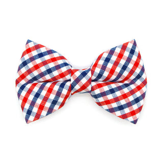 Pet Bow Tie - "Heritage" - Gingham Red White & Blue Plaid Cat Bow / 4th of July, Patriotic, Preppy, Independence Day / For Cats + Small Dogs (One Size)
